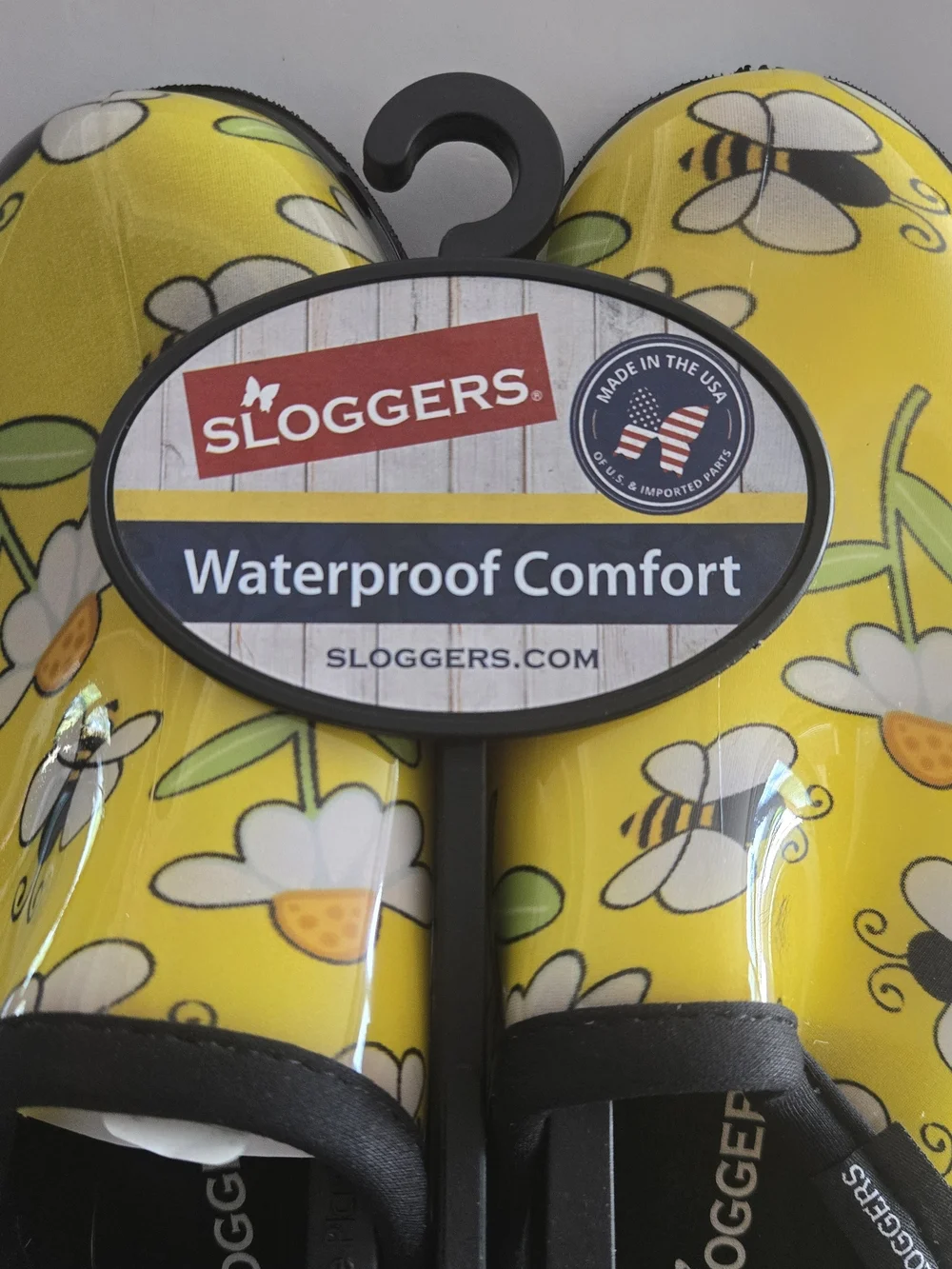 Sloggers Women's Rain & Garden Shoes Slip-On Yellow  Bumble B Print Sz 9 NWT